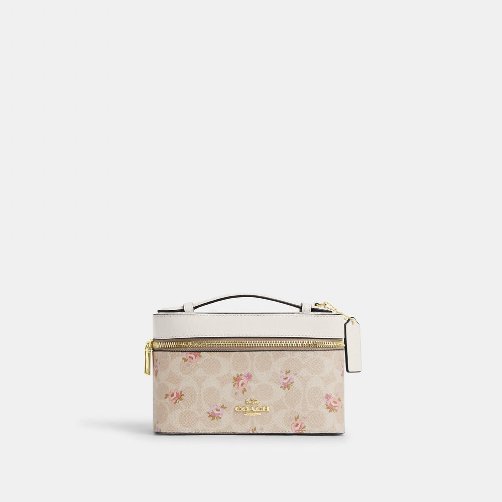Coach Outlet Cosmetic Case In Signature Canvas With Floral Print